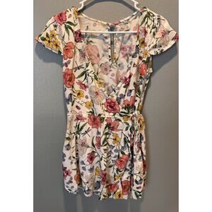 Hollister Women's Flowered Wrap Around Dress Side Zip Romper Size S